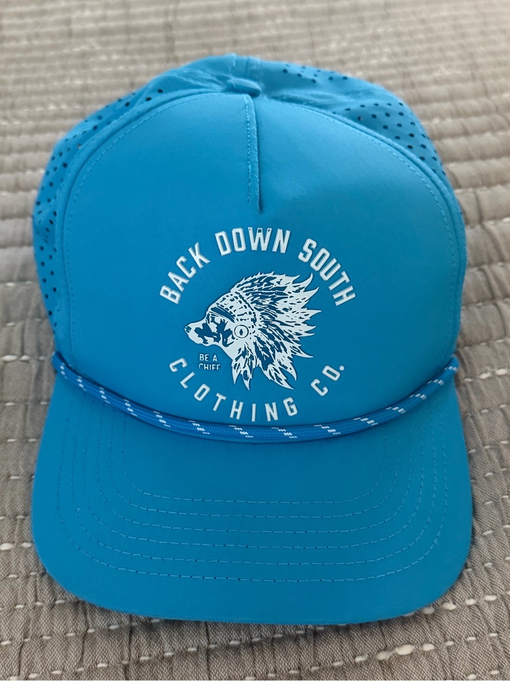 Back Down South SnapBack Trucker Hat Blue Dog Logo Cool Dry Performance Mesh